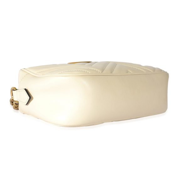 Gucci White Leather Small GG Marmont Shoulder Bag - Picture 6 of 8
